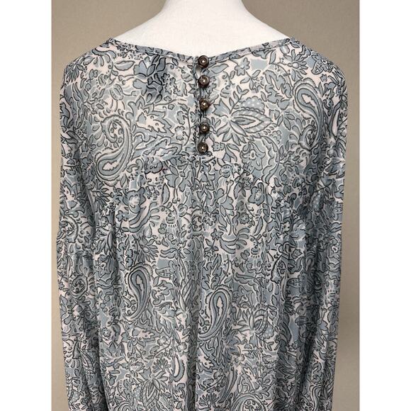 Day Trip BKE BLUE WHITE FLORAL BABYDOLL TUNIC PEASANT TOP BLOUSE Long Sleeve NWT - Picture 8 of 16